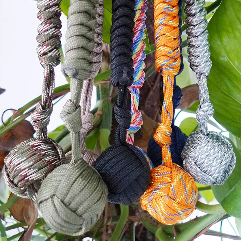 Outdoor Self-Defense Paracord Keychain – Steel Ball EDC Survival Tool