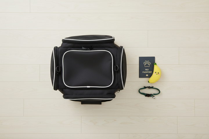 Flat lay folded travel still life