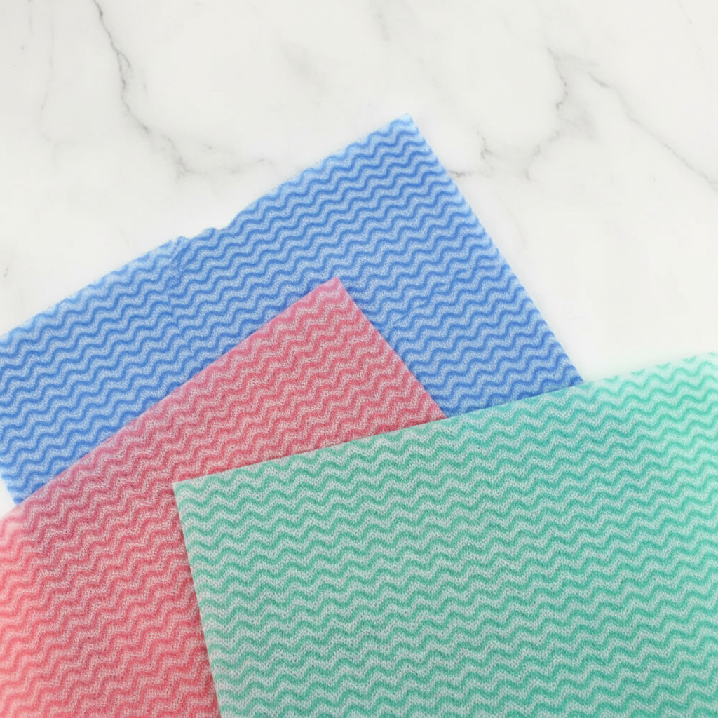 Flat lay three color cloths texture detail