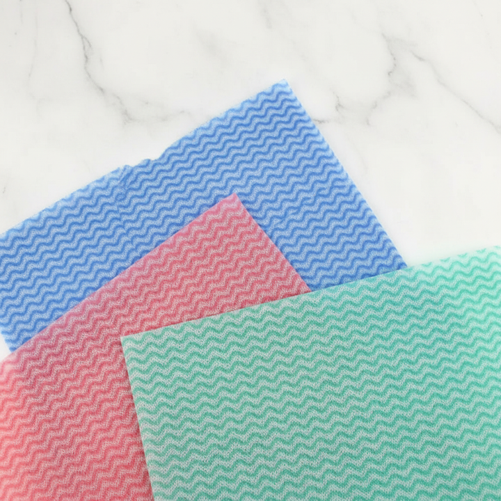 Flat lay three color cloths texture detail