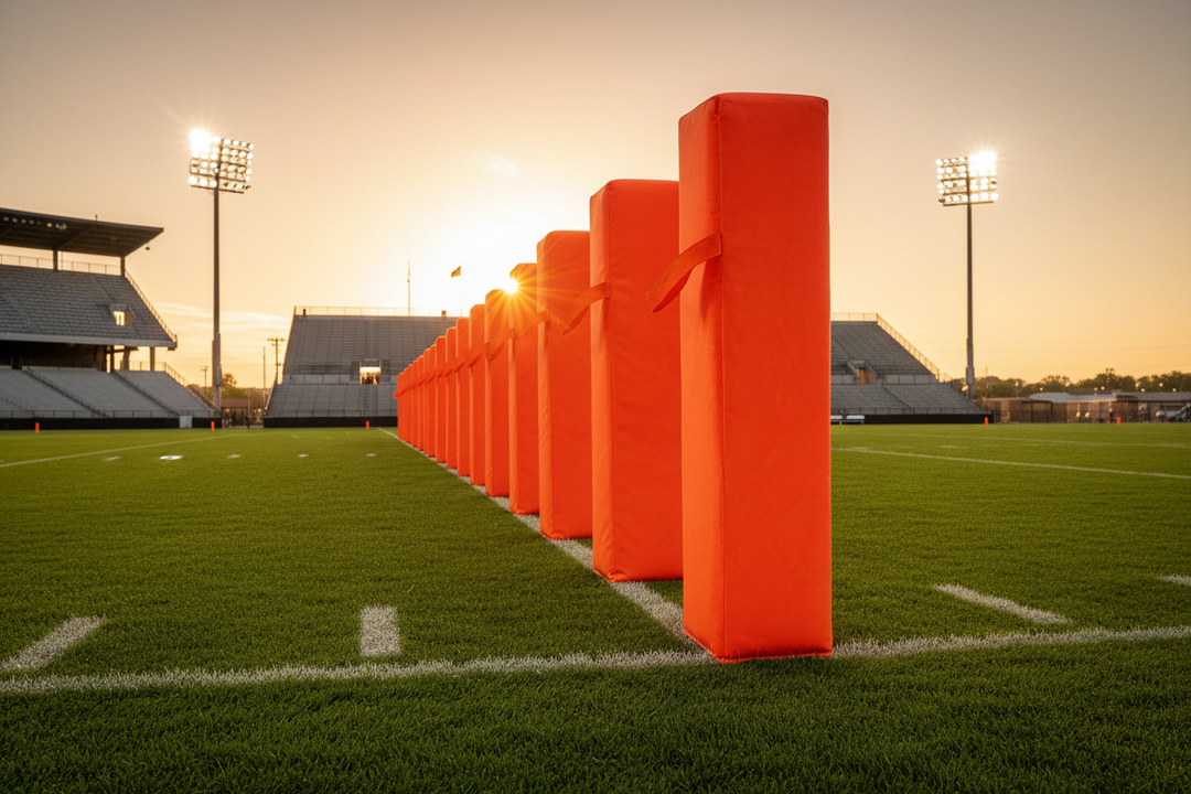 Football pylons field scene