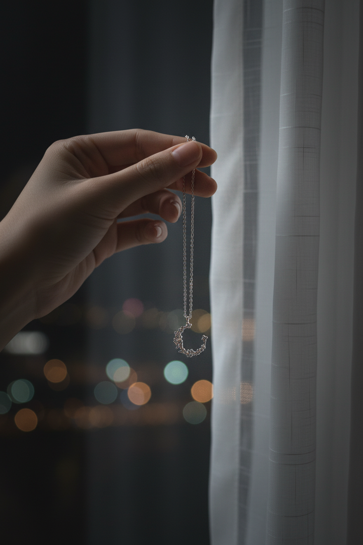 Moon Crescent Necklace S925 Silver | Irregular Diamond Pendant