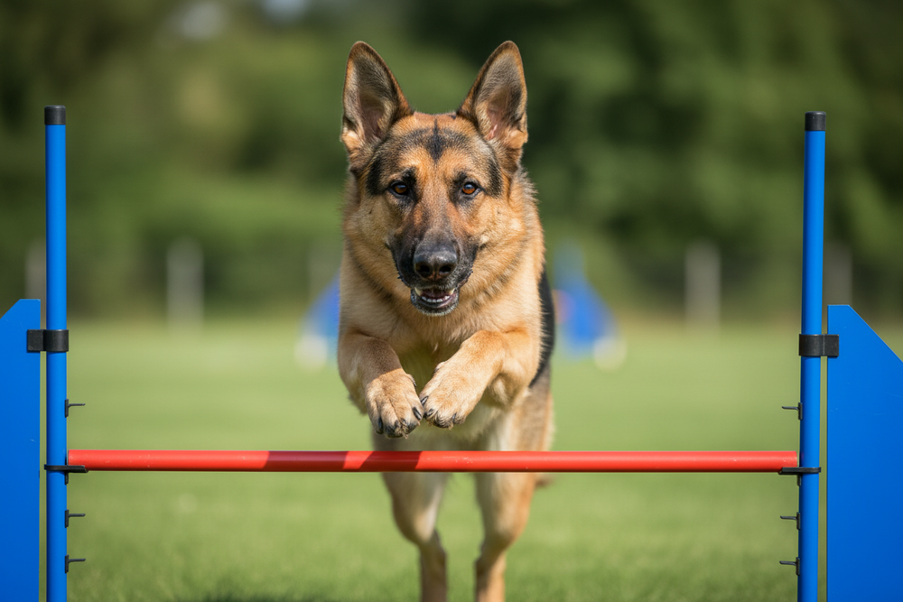 German Shepherd Hurdle Close-up