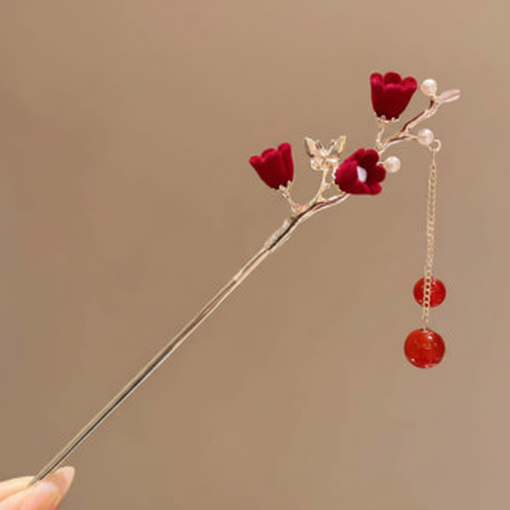 Hairpin - Red Tulip Plum Blossom