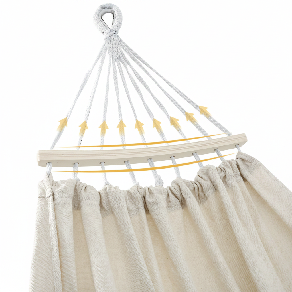 Hammock anti-rollover spreader bar detail