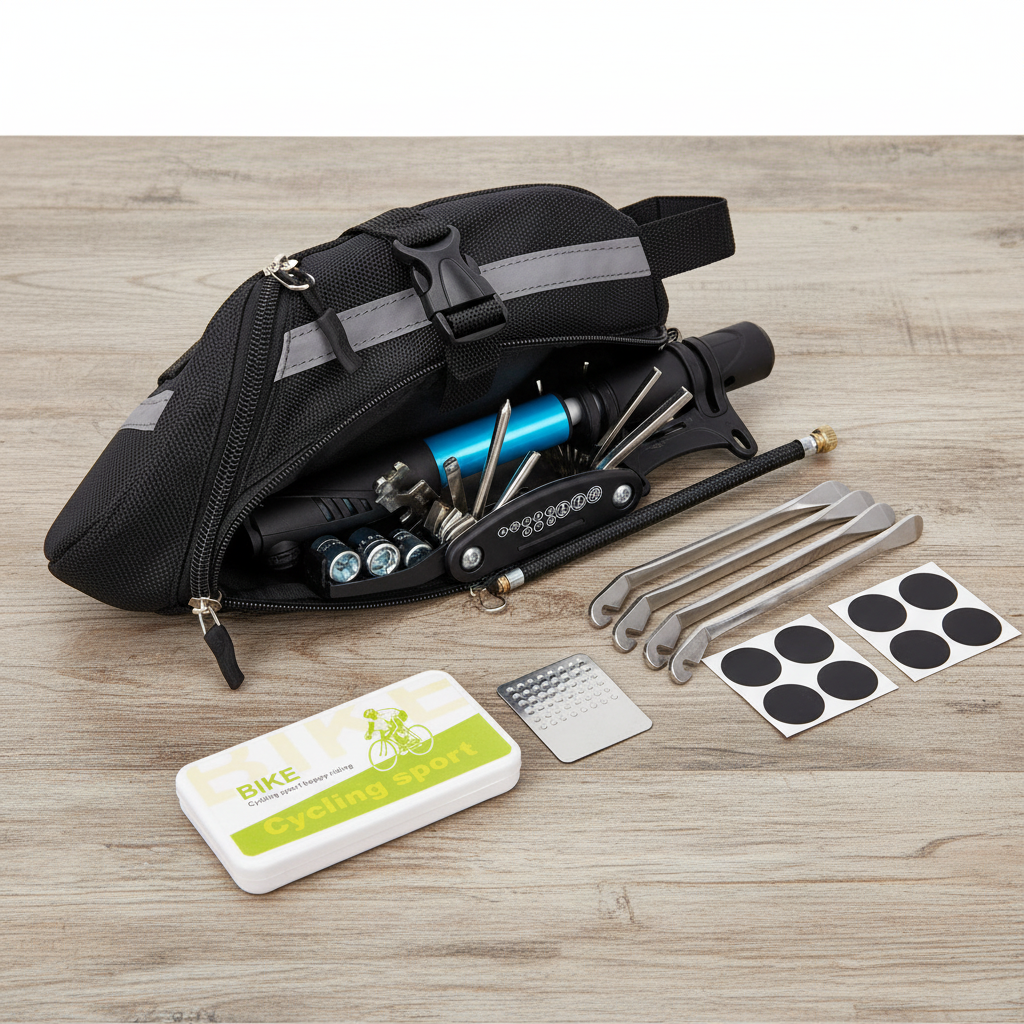 bike-saddle-bag - open pack showing organized tools and compact capacity