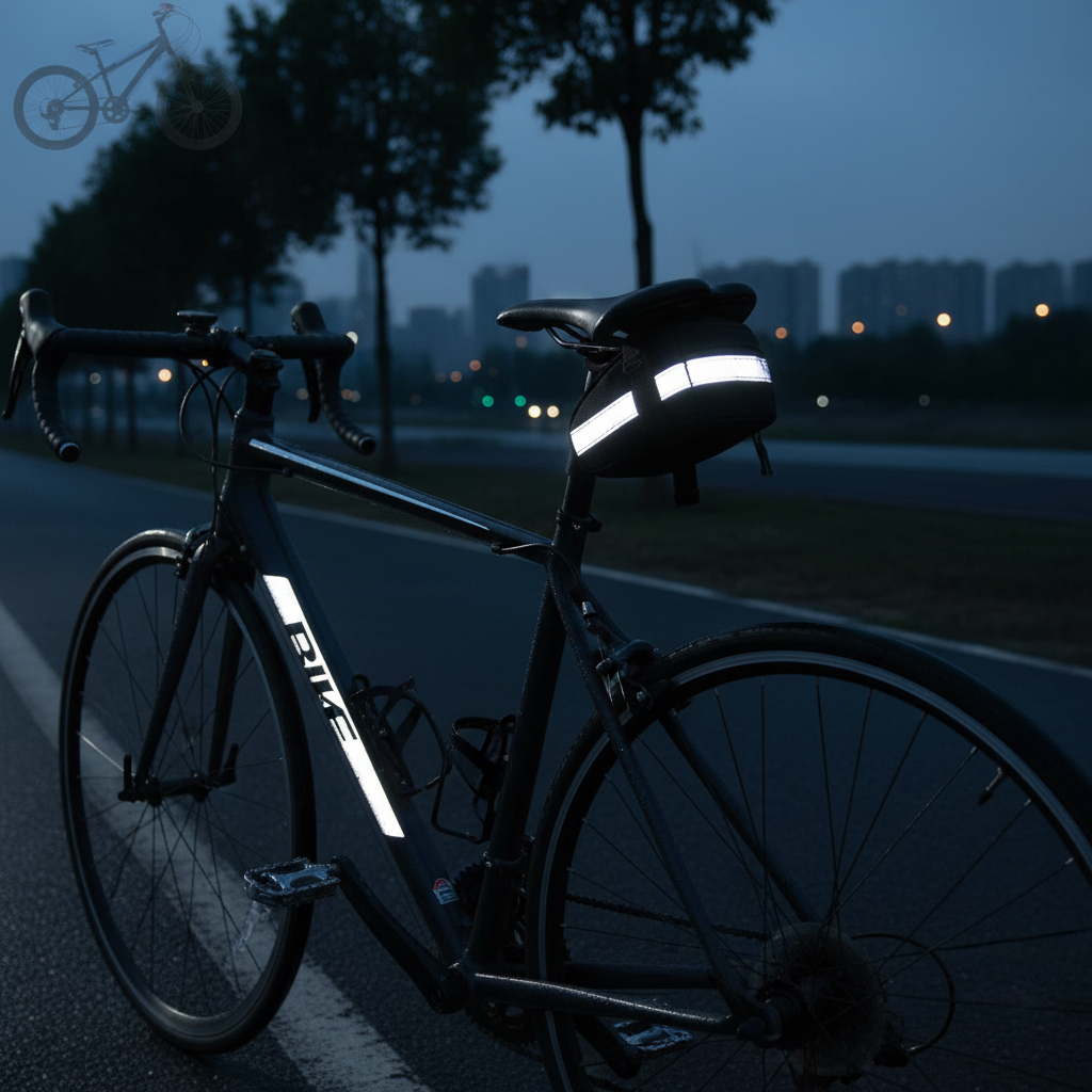 bike-saddle-bag - high-visibility reflective strip night riding