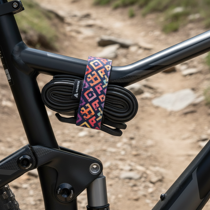 mtb-frame-strap - square tile strap mounted on mountain bike frame