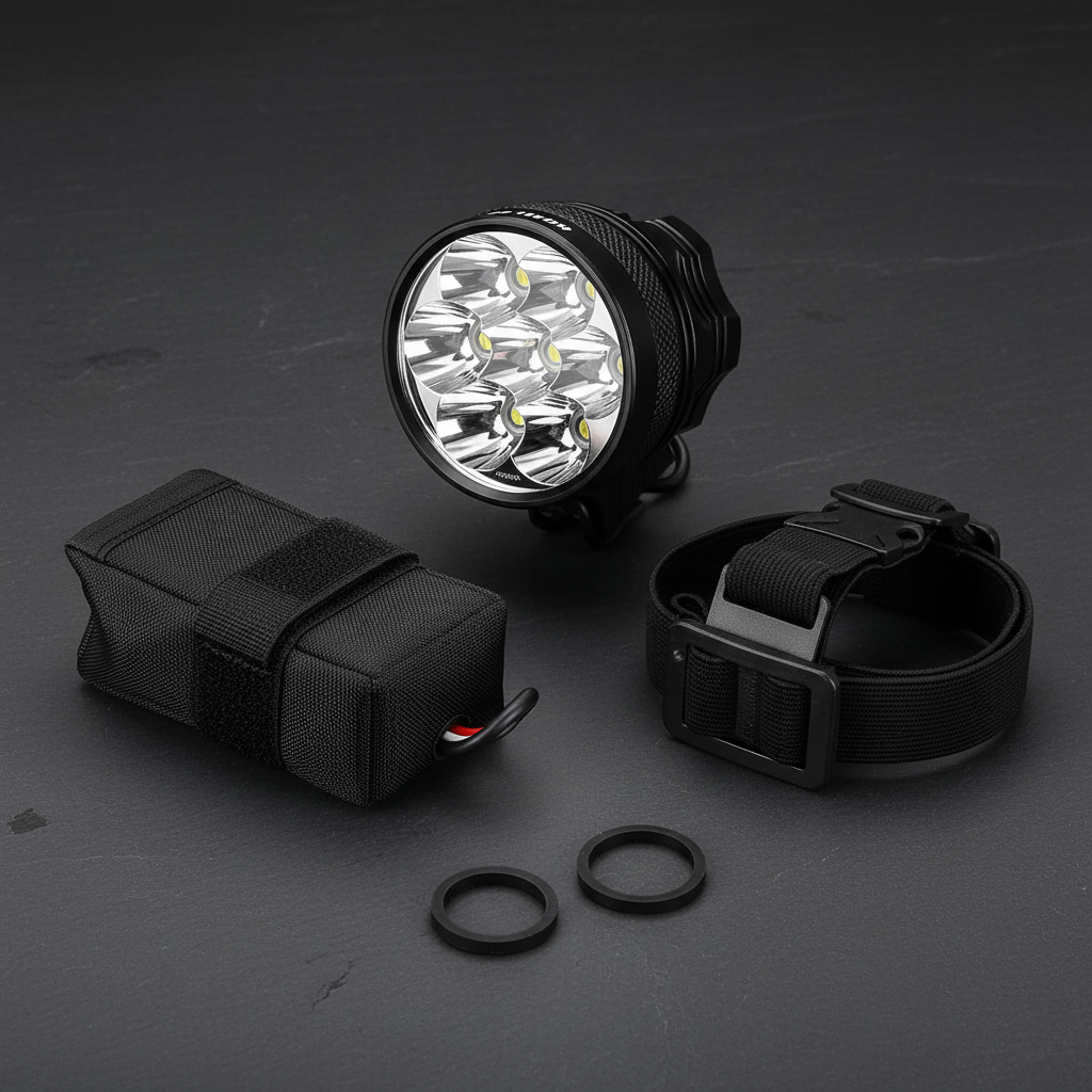 7-led-bike-light - complete studio set with battery and head strap