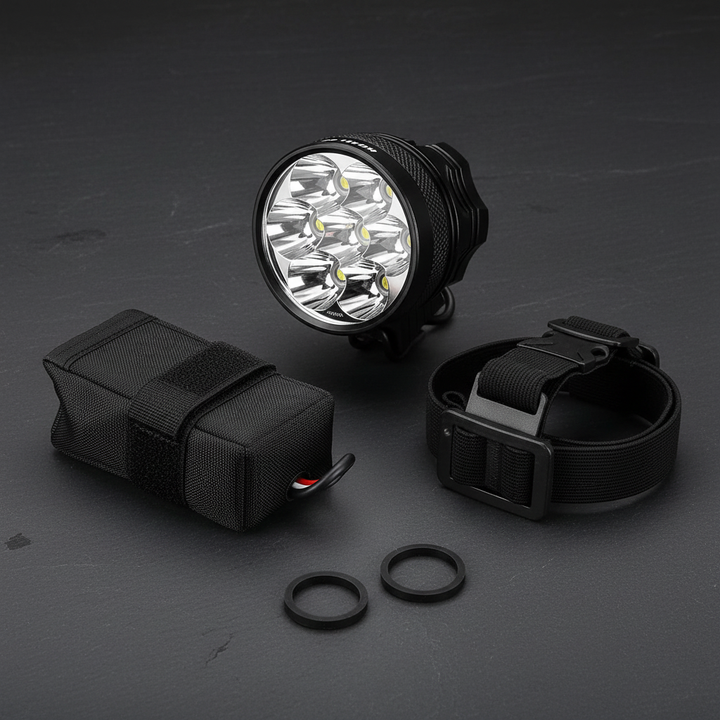 7-led-bike-light - complete studio set with battery and head strap