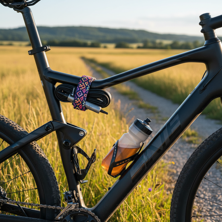 gravel-bike-gear - gravel bike top tube mounting with co2 and tube