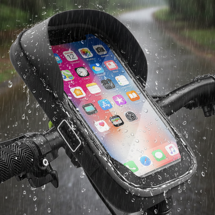 waterproof-bike-bag - light rain shower water beading off tpu screen