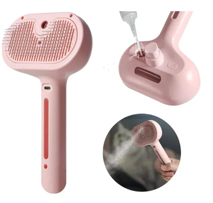 Pet Hair Spray Brush – 2-in-1 Grooming Brush with Water Sprayer