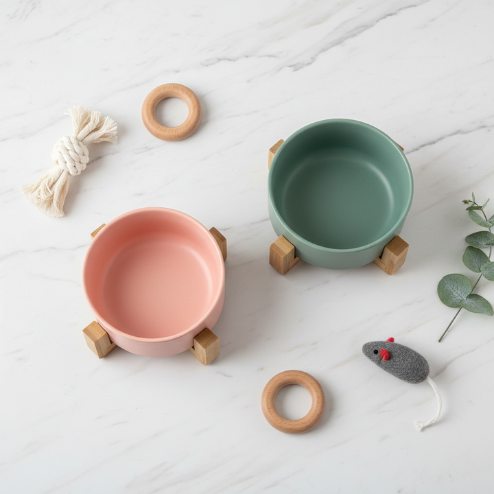 Pink &amp; Green Bowls Flat Lay