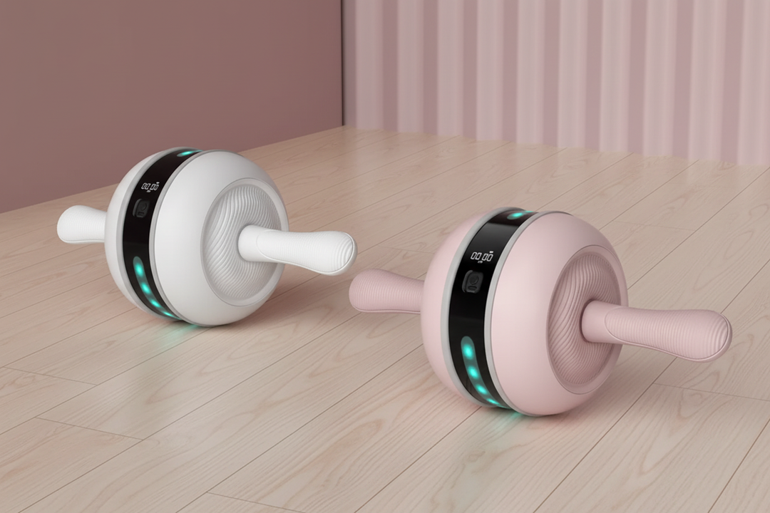 Pink &amp; White Smart Ab Roller side by side