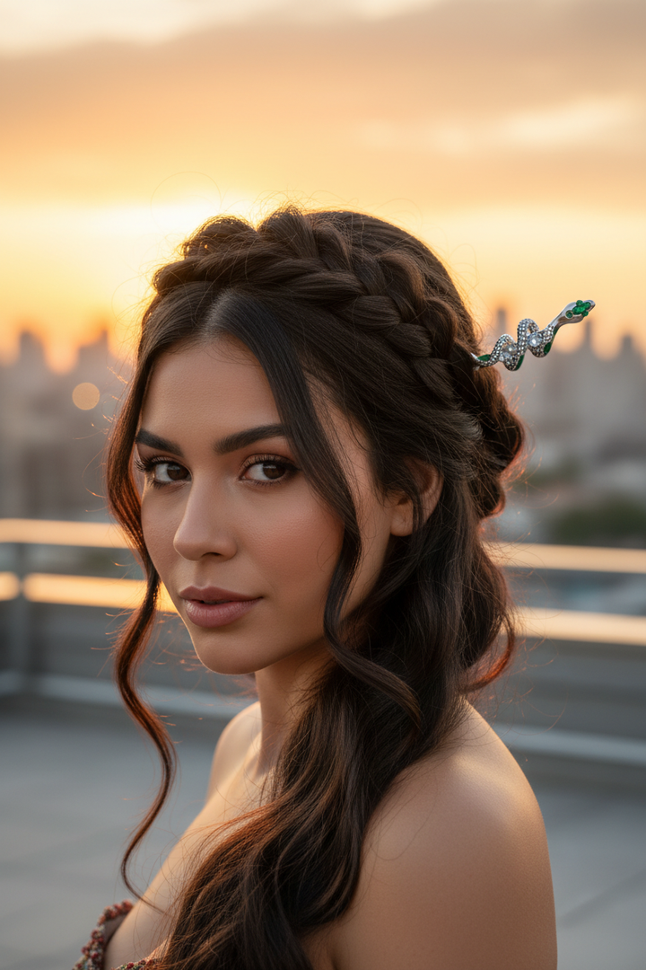 Rooftop Sunset Updo Half Snake Head