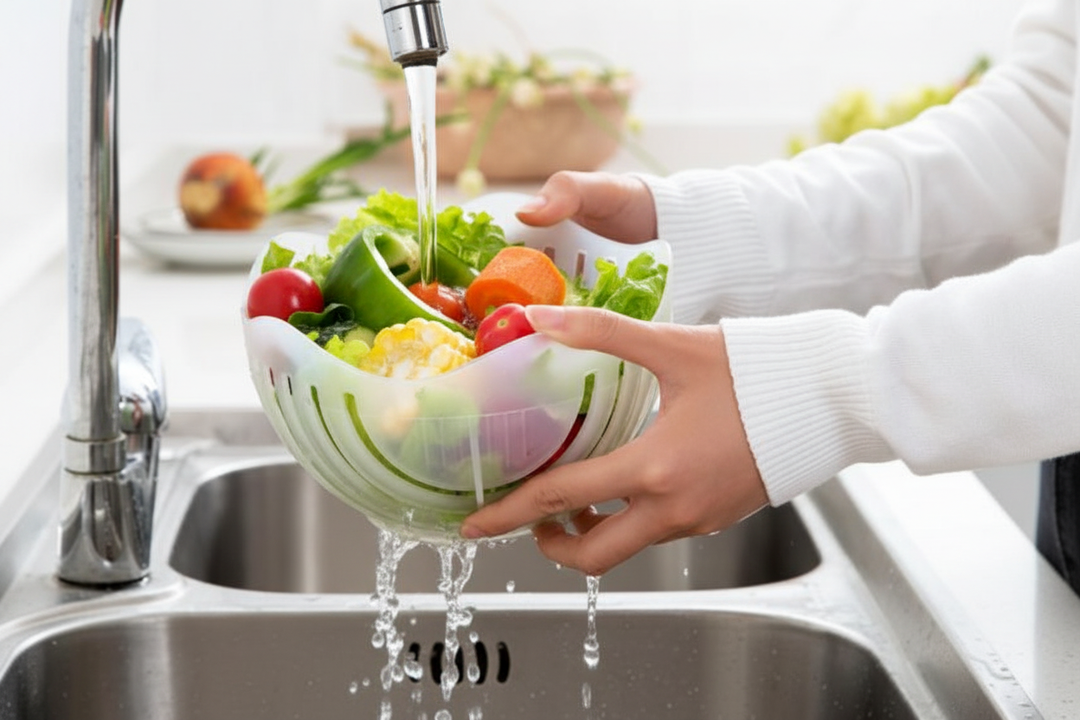 Salad Bowl - rinsing vegetables