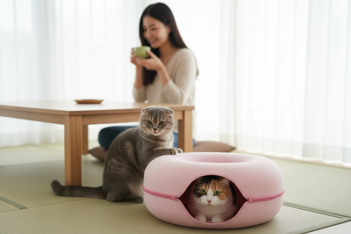 Scene 6 - Pink, Two Cats, Matcha Tea