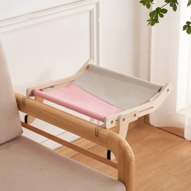 Cat Window Hammock Bed – Wooden Perch, Thickened, Suction Mount for Medium Cats