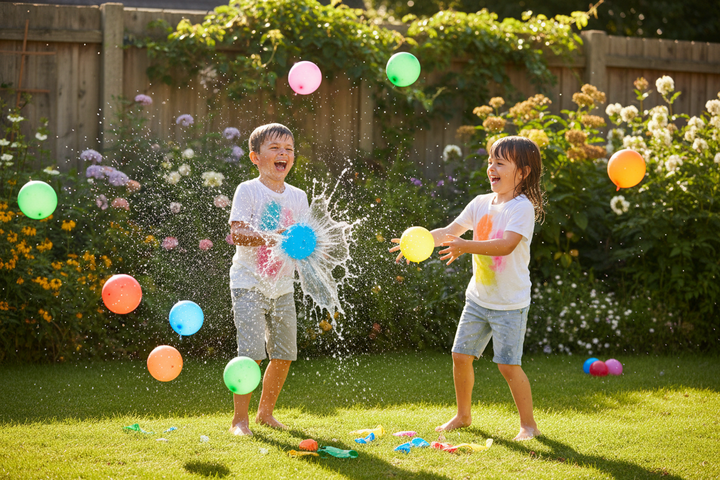 Water balloon kids backyard