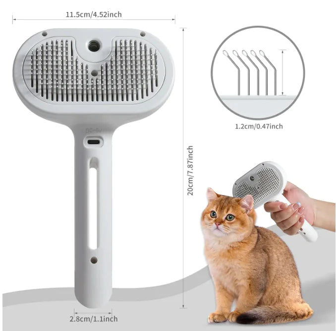 Pet Hair Spray Brush – 2-in-1 Grooming Brush with Water Sprayer